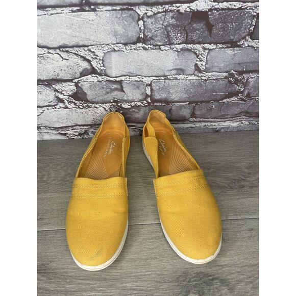 Clarks Cloud Steppers 27975 Yellow Canvas Breeze Shoes Women Sz 8.5M US/38.5EU - Picture 11 of 16